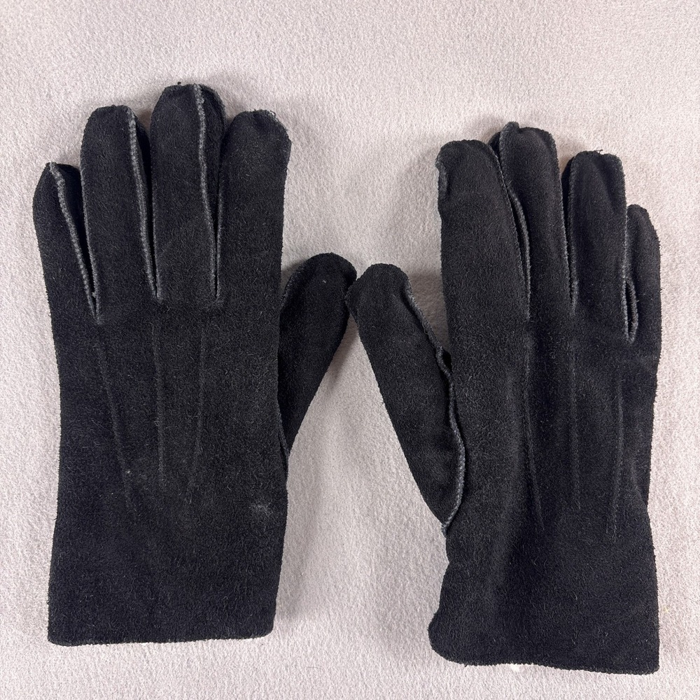 Vintage Isotoner Leather Gloves XL Sherpa Lined Black Warm Soft